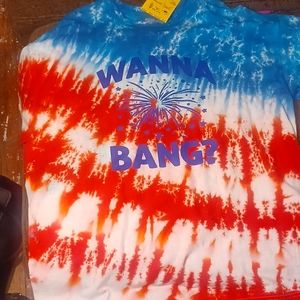 Custom Tie Dye 4th of July 2XL  tshirt brand new Flag pattern